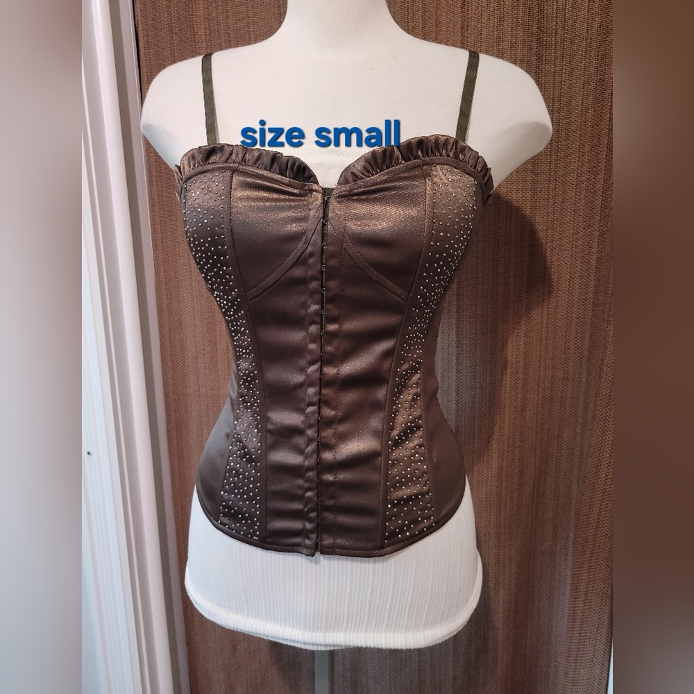 Chic Satin Corset with Rhinestone Accents